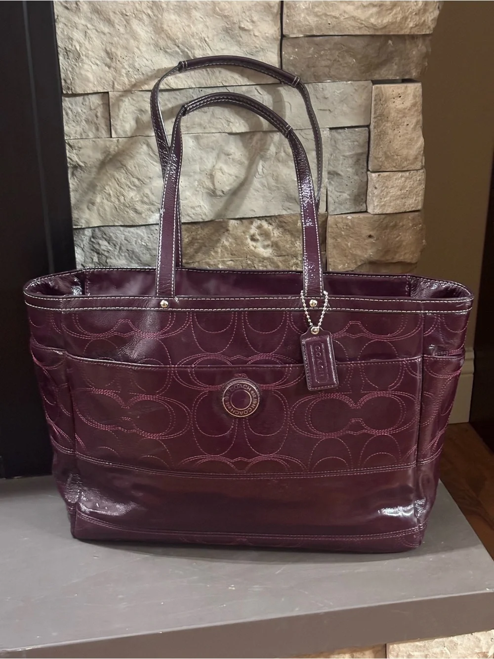 Coach Signature Patent Leather Shoulder Bag/Laptop/Diaper Bag H1220- F19256